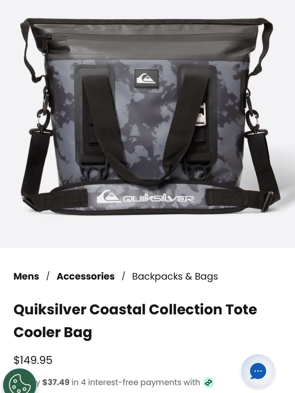 Quiksilver Gray Camouflage Insulated Duffel Tote